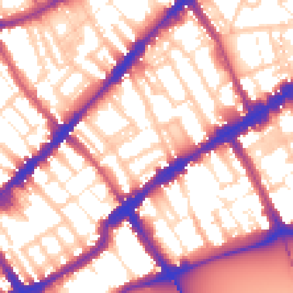 Daytime road noise heatmap for SW3 6DZ