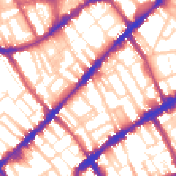 Daytime road noise heatmap for SW3 6ED