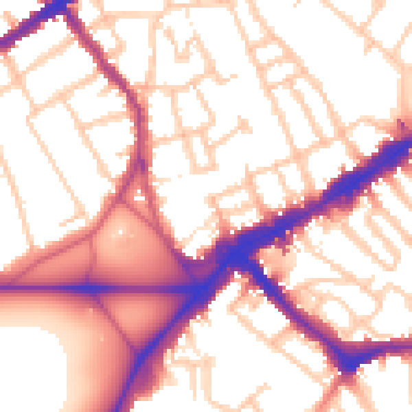 Daytime road noise heatmap for SW4 0AY