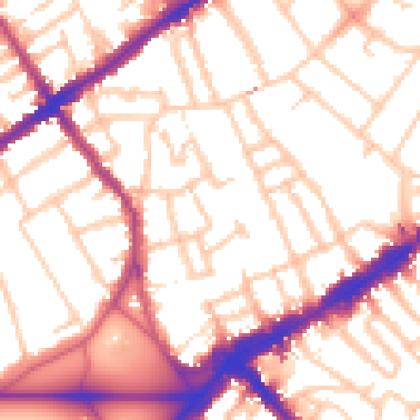 Daytime road noise heatmap for SW4 0DH