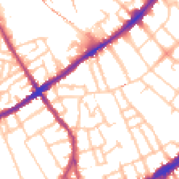 Daytime road noise heatmap for SW4 0DZ