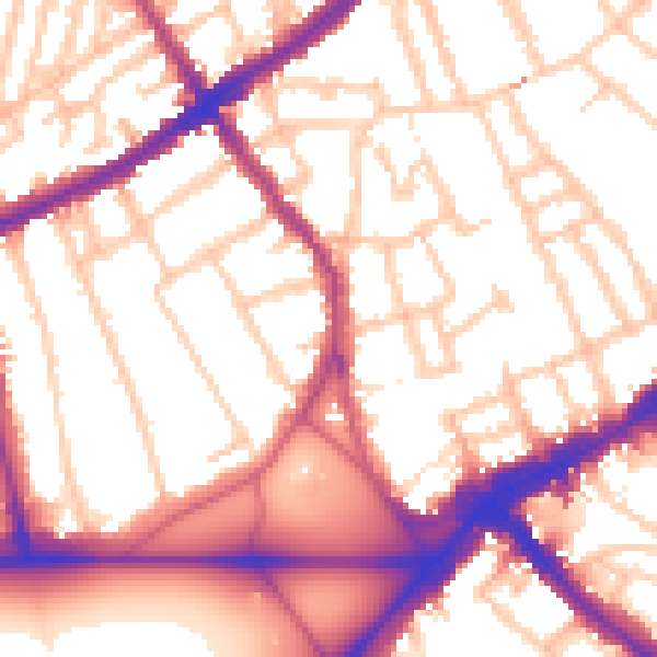 Daytime road noise heatmap for SW4 0JY