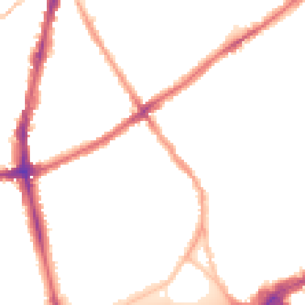 Night-time road noise heatmap for SW4 0LL