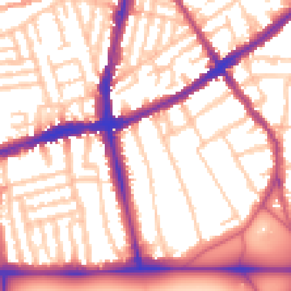 Daytime road noise heatmap for SW4 0NW