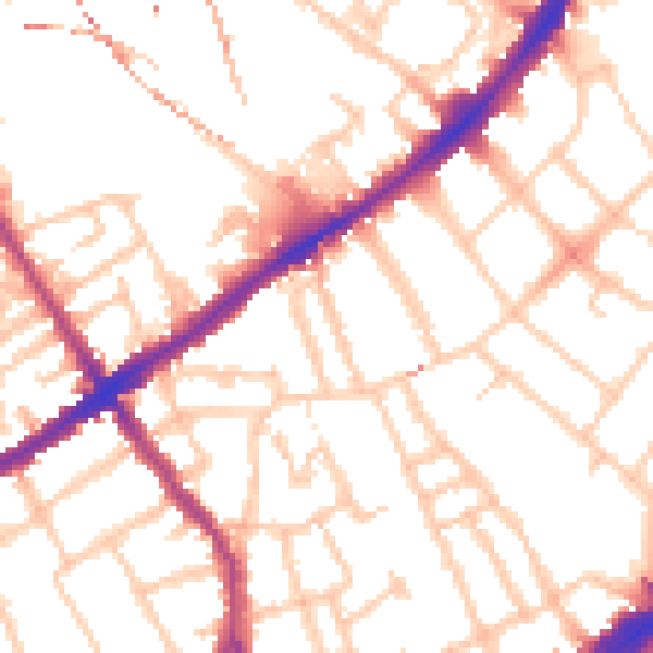 Daytime road noise heatmap for SW4 6AD