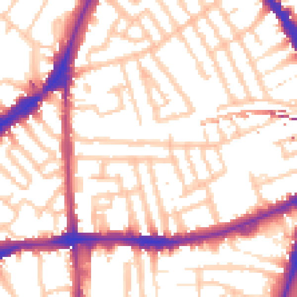 Daytime road noise heatmap for SW4 7RL