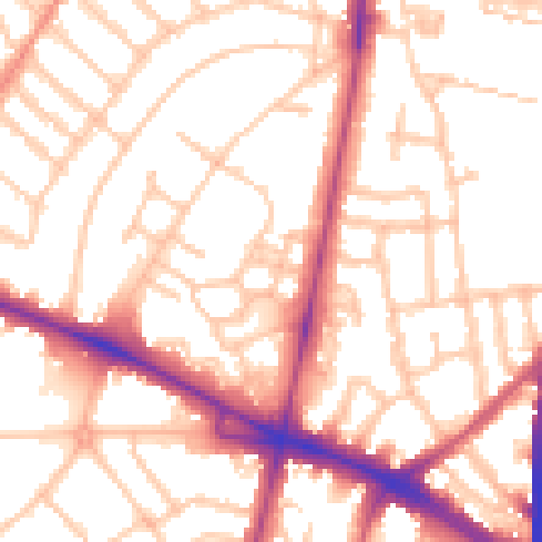 Daytime road noise heatmap for SW4 8AZ
