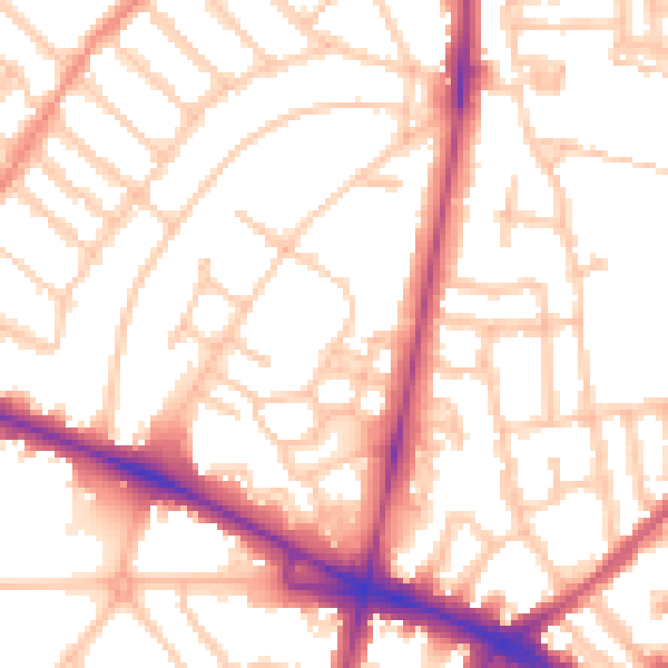 Daytime road noise heatmap for SW4 8LJ