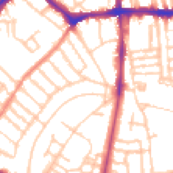 Daytime road noise heatmap for SW4 9AG