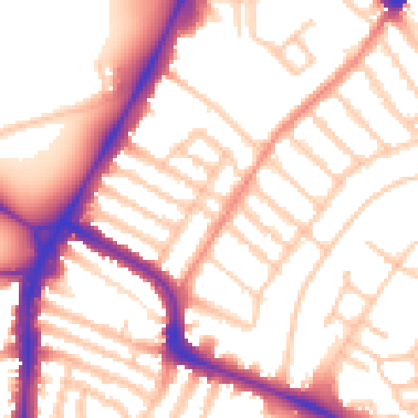 Daytime road noise heatmap for SW4 9HT