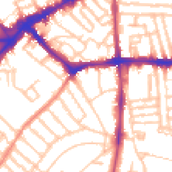Daytime road noise heatmap for SW4 9NS