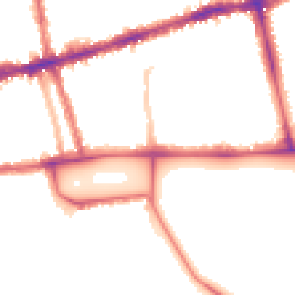 Night-time road noise heatmap for SW4 9SQ