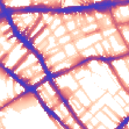 Daytime road noise heatmap for SW5 0AQ