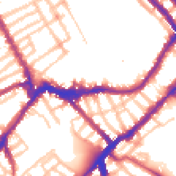 Daytime road noise heatmap for SW6 1AF