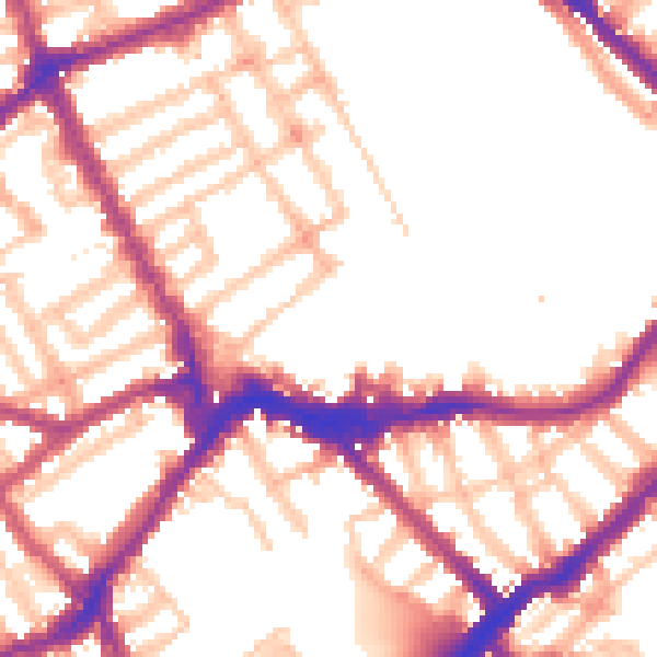 Daytime road noise heatmap for SW6 1AJ