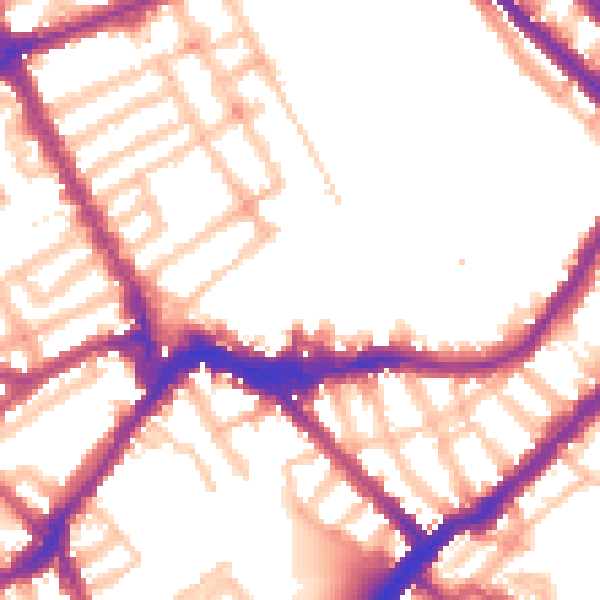 Daytime road noise heatmap for SW6 1AN