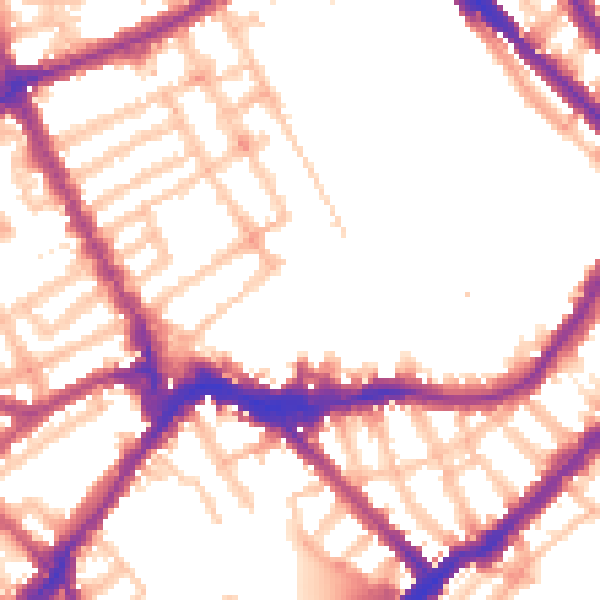 Daytime road noise heatmap for SW6 1AW