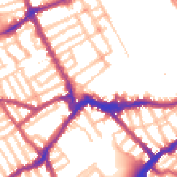 Daytime road noise heatmap for SW6 1AZ