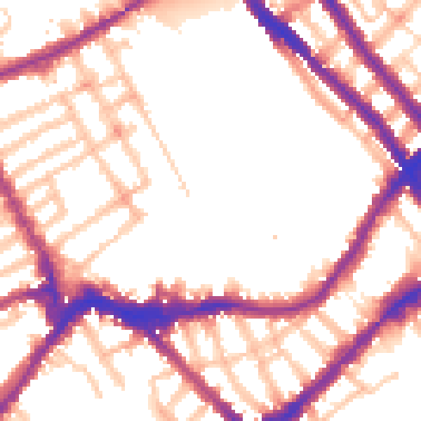 Daytime road noise heatmap for SW6 1BA