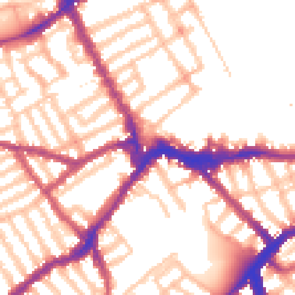 Daytime road noise heatmap for SW6 1BH