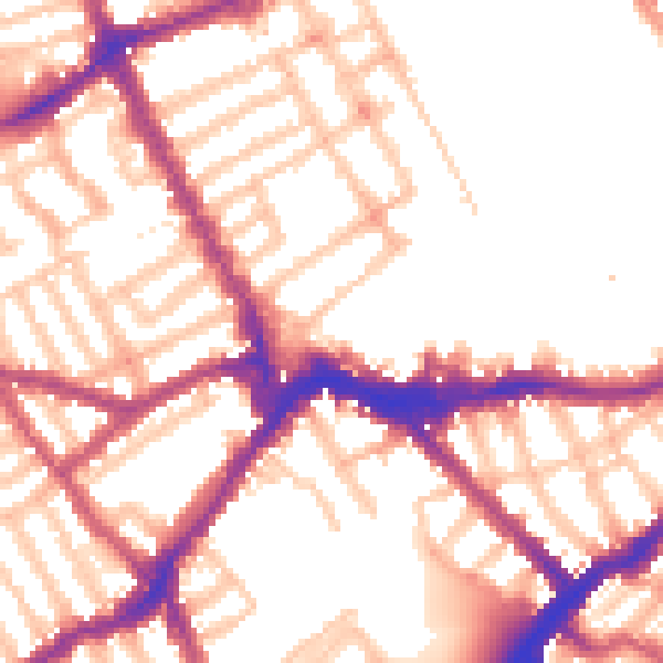 Daytime road noise heatmap for SW6 1BN