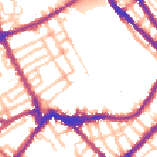 Daytime road noise heatmap for SW6 1BQ