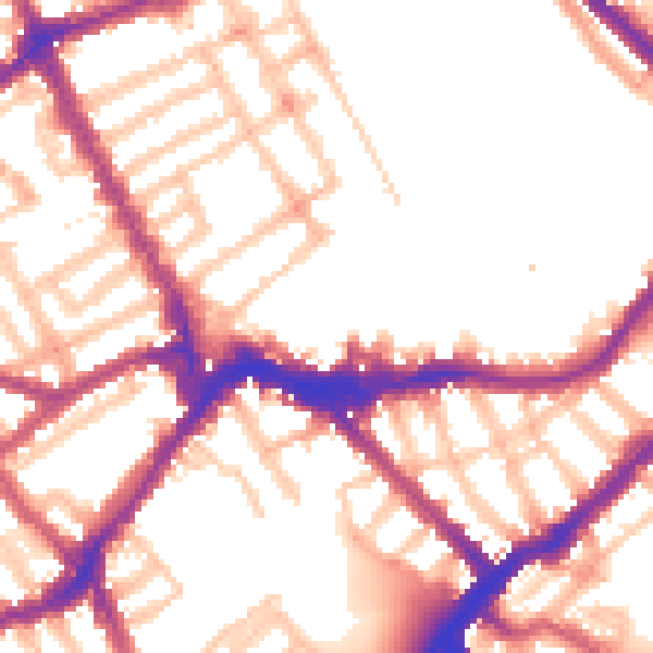 Daytime road noise heatmap for SW6 1BX