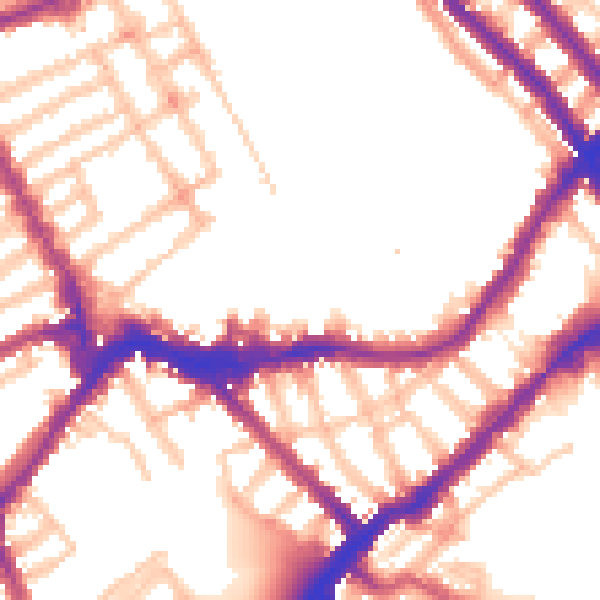 Daytime road noise heatmap for SW6 1DR