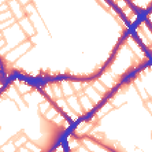 Daytime road noise heatmap for SW6 1DU