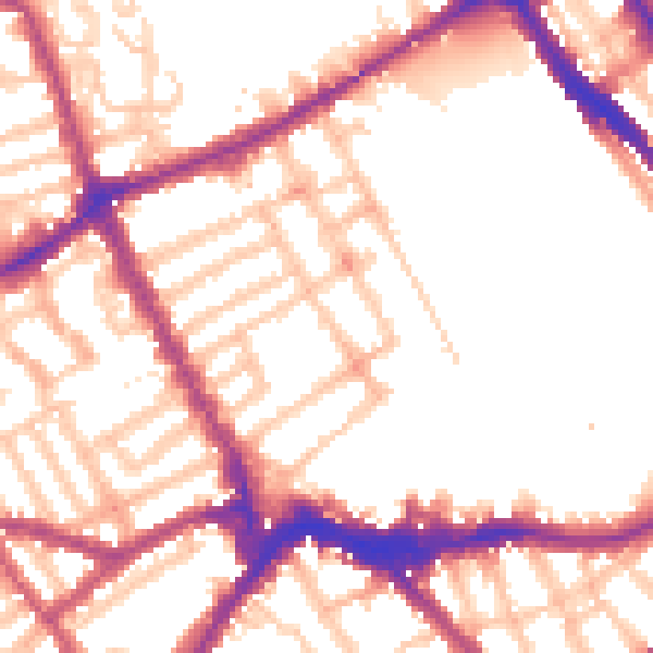 Daytime road noise heatmap for SW6 1DW