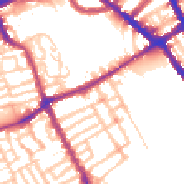 Daytime road noise heatmap for SW6 1DY