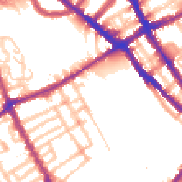 Daytime road noise heatmap for SW6 1DZ