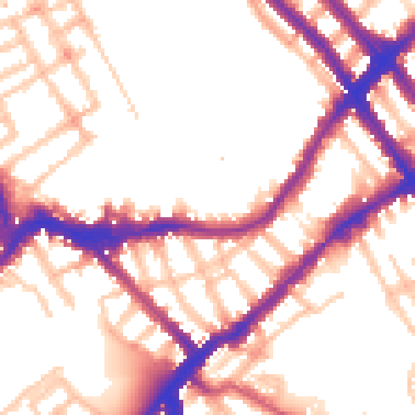 Daytime road noise heatmap for SW6 1EA