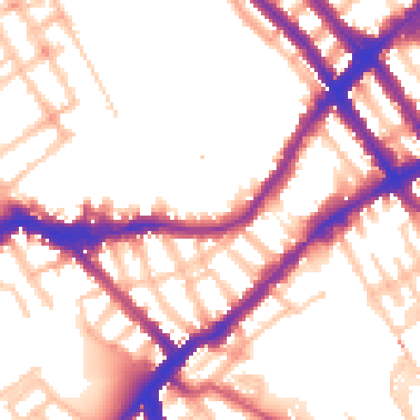 Daytime road noise heatmap for SW6 1EB