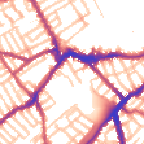 Daytime road noise heatmap for SW6 1EH