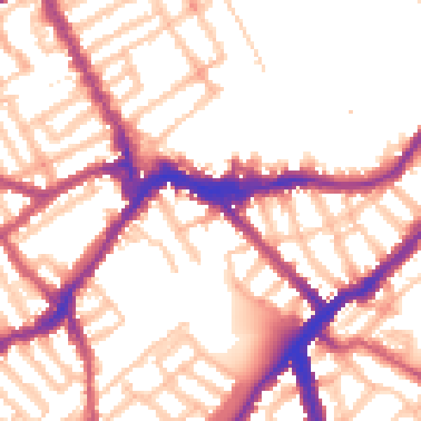 Daytime road noise heatmap for SW6 1EL