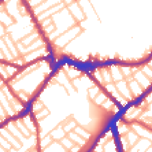 Daytime road noise heatmap for SW6 1EN