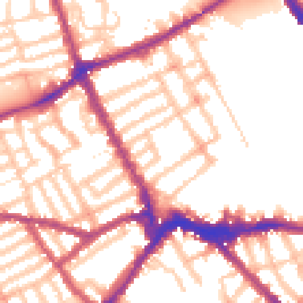 Daytime road noise heatmap for SW6 1JJ
