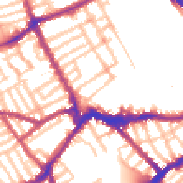 Daytime road noise heatmap for SW6 1PW