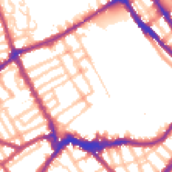 Daytime road noise heatmap for SW6 1QD