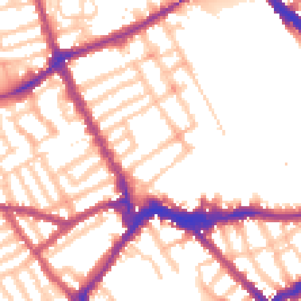 Daytime road noise heatmap for SW6 1QP