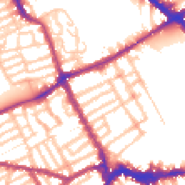 Daytime road noise heatmap for SW6 1RE