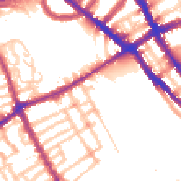 Daytime road noise heatmap for SW6 1RU