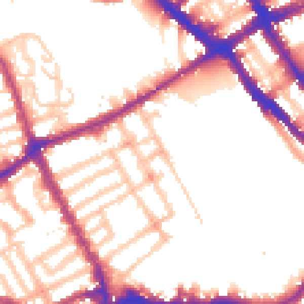 Daytime road noise heatmap for SW6 1SQ