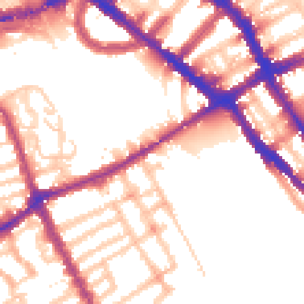 Daytime road noise heatmap for SW6 1TX