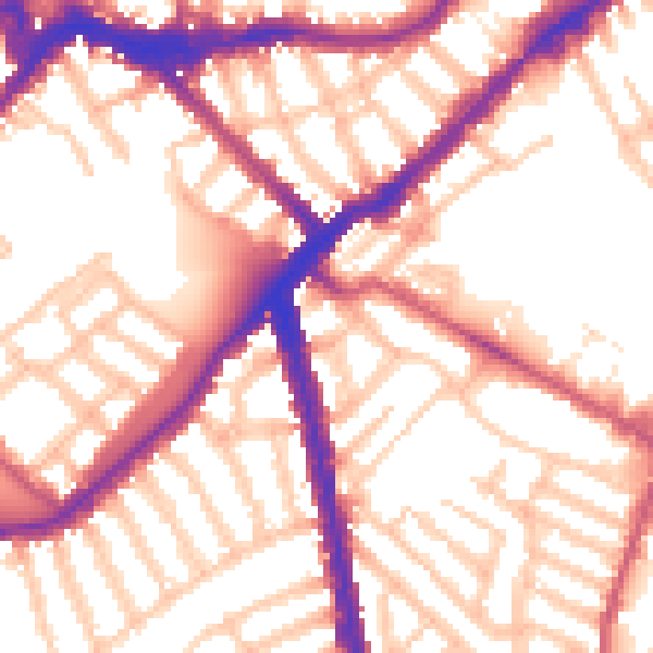 Daytime road noise heatmap for SW6 2AH