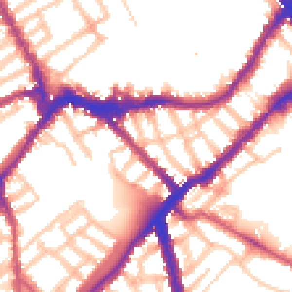 Daytime road noise heatmap for SW6 2DA