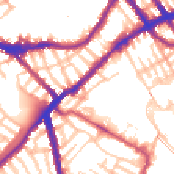 Daytime road noise heatmap for SW6 2ER