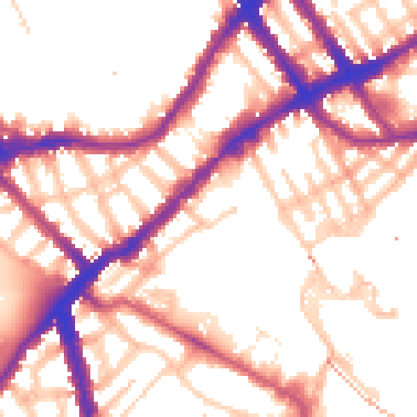 Daytime road noise heatmap for SW6 2EY