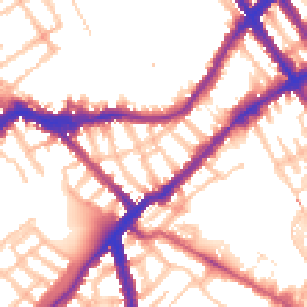 Daytime road noise heatmap for SW6 2HN